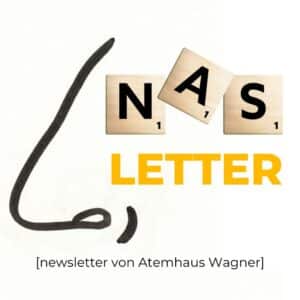 Nasletter Skizze von Nase. Text: Newsletter von Atemhaus Wagner
