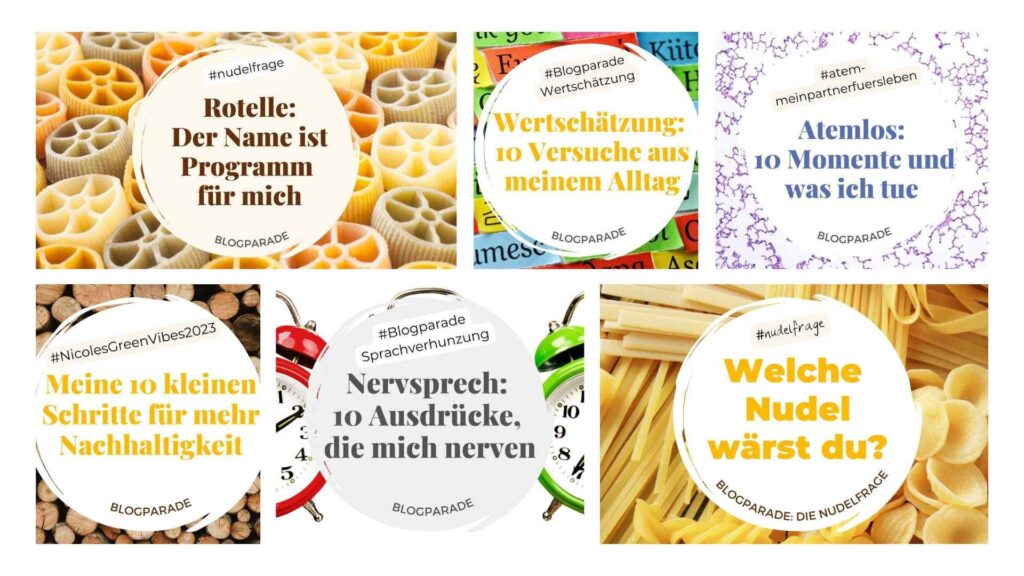 Collage aus verschiedenen Blogparaden-Artikel-Beitragsbildern