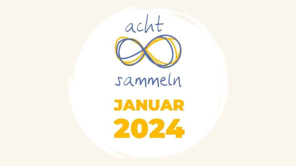 8sammeln Januar 2024. Titelgrafik mit liegender 8