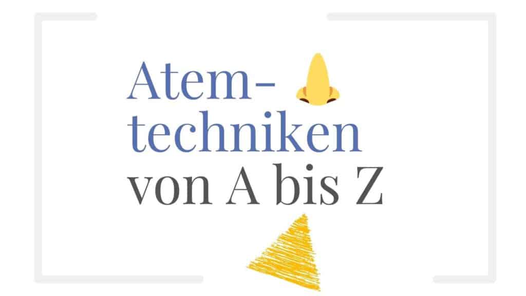 Atemtechniken von A bis Z. Emoji Nase und Logo Atemhaus Wagner, oranges Dreieck aus Strichen