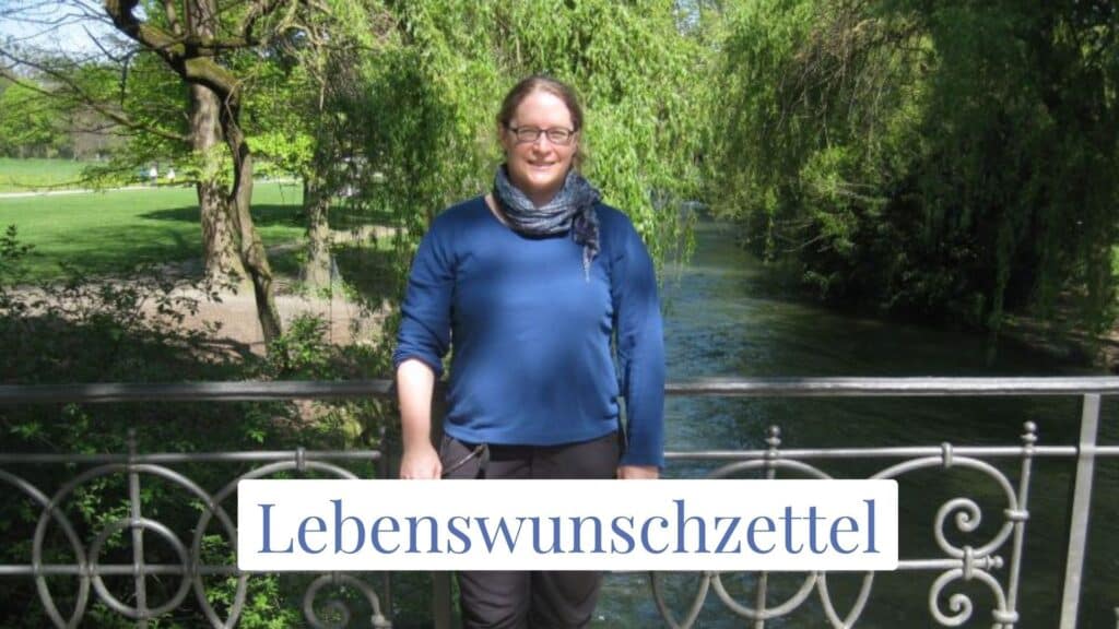 Porträt von Susanne mit viel grün. Titel: Lebenswunschzettel