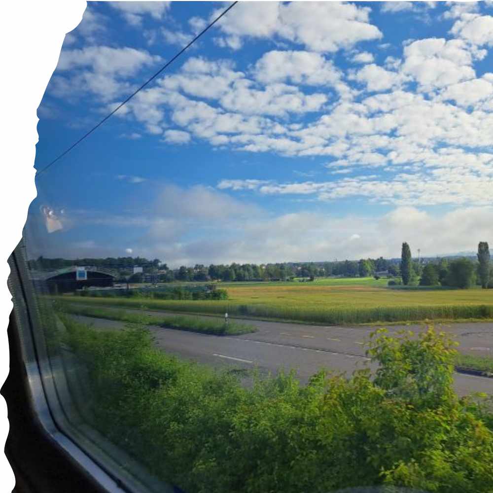 Flughafen-grün vom Zug aus gesehen