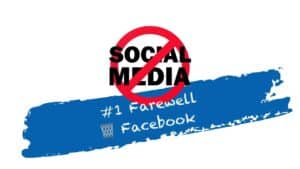 Grafik: Social Media rot durchgestrichen. #1 Farewell Facebook, Papierkorb-Emoji