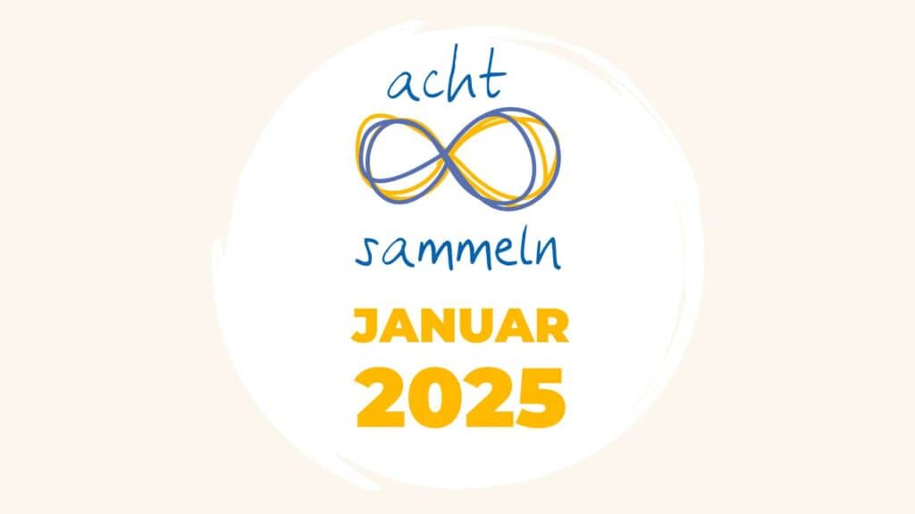 8sammeln Januar 2025. Titelgrafik mit liegender 8