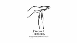 Grafik: zwei Hände, die Time-out anzeigen. Text: Time-out-Toolbox Blogpardae #MeinePause