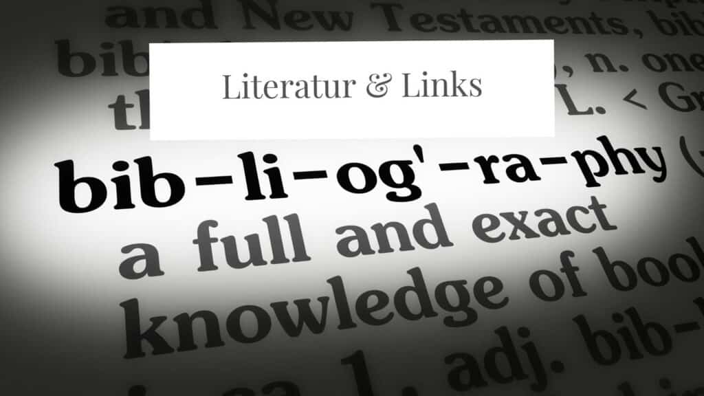 Literatur und Links. Foto Auszug aus Wörterbuch mit Wort bibliography