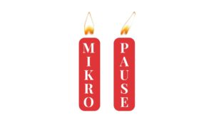 Pausentaste mit Text: Mikro-Pause, Kerzenflammen