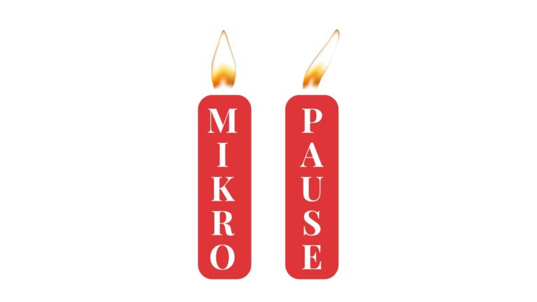 Pausentaste mit Text: Mikro-Pause, Kerzenflammen