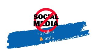 Grafik: Social Media rot durchgestrichen. #2 Adieu Insta, durchgestrichene Glocke als Emoji